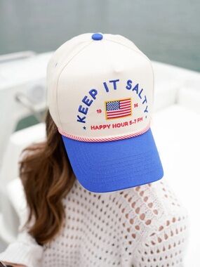 KEEP IT SALTY Blue & Cream Baseball Cap New